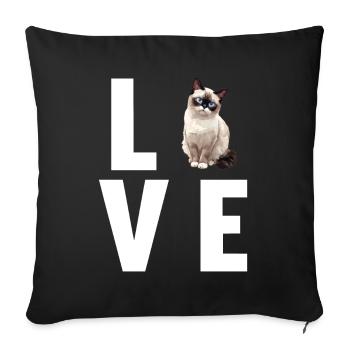 Chaton raquette Chat raquette - Housse de coussin décorative 45 x 45 cm - noir - Devant