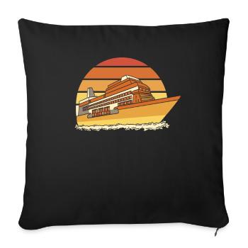 Retro Kreuzfahrtschiff Kreuzfahrt Crew Passagiere Kreuzfahrt - Sofakissenbezug 45 x 45 cm - Schwarz - Vorne