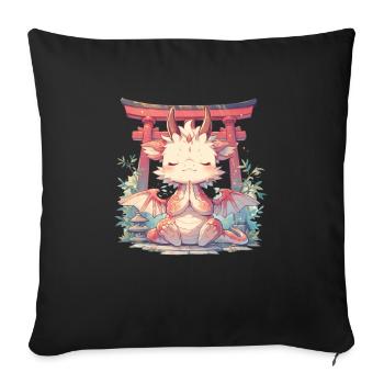 Dragon Zen Japanese Kawaii Dragon - Sofa pillowcase 17,3'' x 17,3'' (45 x 45 cm) - black - Front