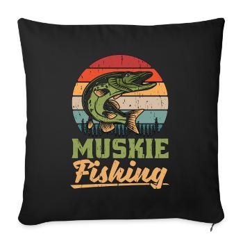 Muskie Fishing Predatory Fish Muskie Fisherman - Sofa pillowcase 17,3'' x 17,3'' (45 x 45 cm) - black - Front