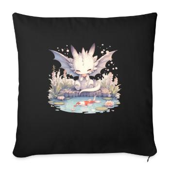 Dragon Koi Fish Japanese Kawaii Dragon - Sofa pillowcase 17,3'' x 17,3'' (45 x 45 cm) - black - Front