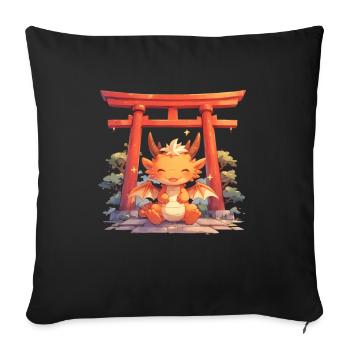Dragon Japanese Torii Gate Kawaii - Sofa pillowcase 17,3'' x 17,3'' (45 x 45 cm) - black - Front