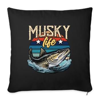 Musky Fishing Musky Life Predatory Fish Fisherman - Sofa pillowcase 17,3'' x 17,3'' (45 x 45 cm) - black - Front
