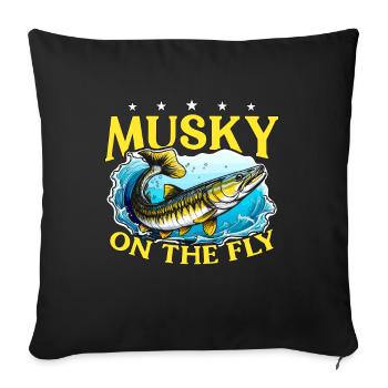 Musky Fishing Musky On The Fly Predatory Fish - Sofa pillowcase 17,3'' x 17,3'' (45 x 45 cm) - black - Front
