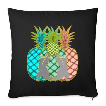 Pineapple Cats Fruit Fruits Yogi Yoga Retro 80's - Sofa pillowcase 17,3'' x 17,3'' (45 x 45 cm) - black - Front