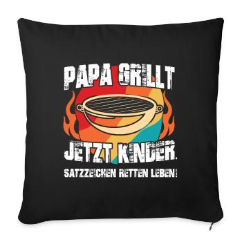 Dad Grills Now Kids Punctuation Marks Save Lives - Sofa pillowcase 17,3'' x 17,3'' (45 x 45 cm) - black - Front