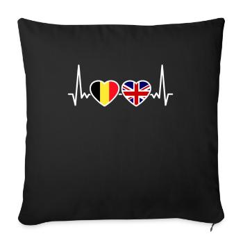 Belgium UK Heartbeat Flag Belgian British - Sofa pillowcase 17,3'' x 17,3'' (45 x 45 cm) - black - Front