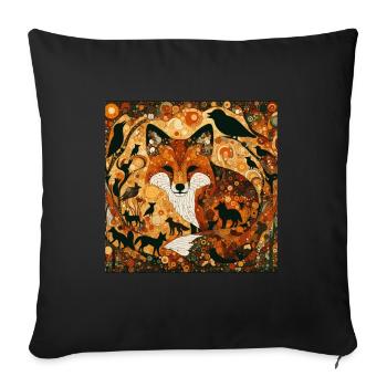 Renards peignant l'animal de la forêt de Klimt - Housse de coussin décorative 45 x 45 cm - noir - Devant