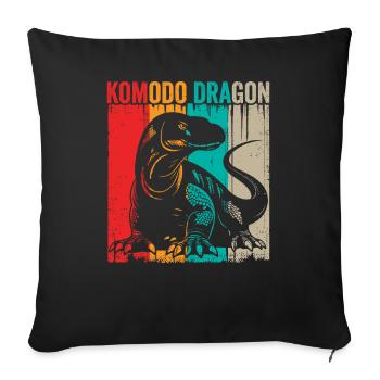 Retro Komodo Dragon Owner, Wildlife, - Sofa pillowcase 17,3'' x 17,3'' (45 x 45 cm) - black - Front