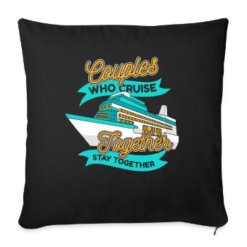 Couples qui naviguent ensemble Croisière en bateau de croisière - Housse de coussin décorative 45 x 45 cm - noir - Devant