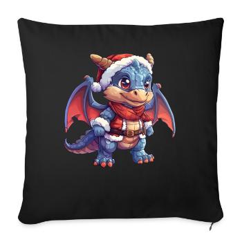 Dragon as Santa Claus Christmas Dragon Child - Sofa pillowcase 17,3'' x 17,3'' (45 x 45 cm) - black - Front