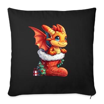 Dragon Christmas Dragon Kids - Sofa pillowcase 17,3'' x 17,3'' (45 x 45 cm) - black - Front