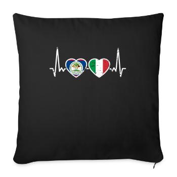 Belize Italie Vintage Heartbeat Flag Belizer - Housse de coussin décorative 45 x 45 cm - noir - Devant