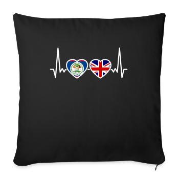 Belize Royaume-Uni Heartbeat Drapeau britannique du Belize - Housse de coussin décorative 45 x 45 cm - noir - Devant