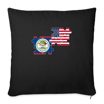 Belize États-Unis Drapeau bélizien américain - Housse de coussin décorative 45 x 45 cm - noir - Devant