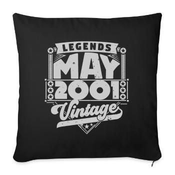 Cadeau Vintage Anniversaire Mai 2001, mai 2001 May - Housse de coussin décorative 45 x 45 cm - noir - Devant