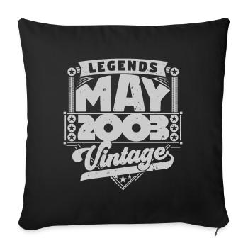 Cadeau Vintage Anniversaire Mai 2003, mai 2003 May - Housse de coussin décorative 45 x 45 cm - noir - Devant