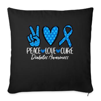 Peace Love Cure Pancréas inutile DT1 Diabète - Housse de coussin décorative 45 x 45 cm - noir - Devant