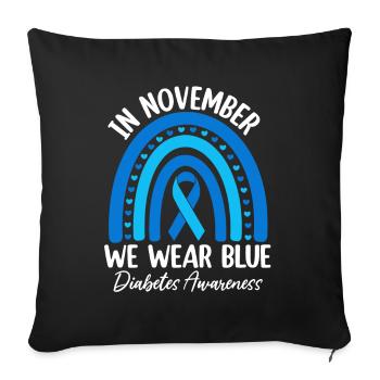 In November We Wear Blue Ribbon Rainbow Diabetes - Sofa pillowcase 17,3'' x 17,3'' (45 x 45 cm) - black - Front