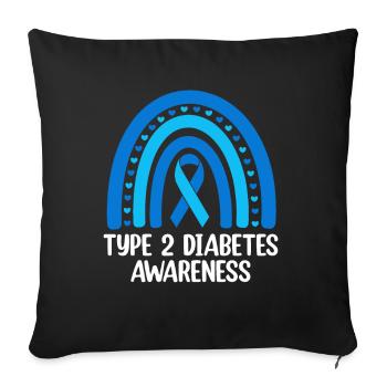 Sensibilisation au diabète de type 2 Diabète juvénile DT2 - Housse de coussin décorative 45 x 45 cm - noir - Devant