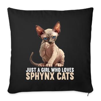 Sphynx Kitten Sphynx Cat - Sofa pillowcase 17,3'' x 17,3'' (45 x 45 cm) - black - Front
