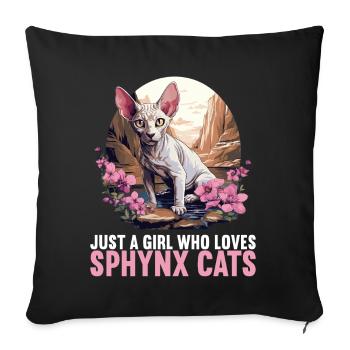 Sphynx Kitten Sphynx Cat - Sofa pillowcase 17,3'' x 17,3'' (45 x 45 cm) - black - Front