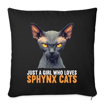 Sphynx Kitten Sphynx Cat - Sofa pillowcase 17,3'' x 17,3'' (45 x 45 cm) - black - Front