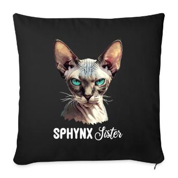 Sphynx Kitten Sphynx Cat - Sofa pillowcase 17,3'' x 17,3'' (45 x 45 cm) - black - Front