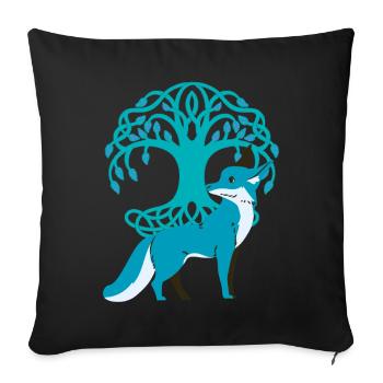 renard, renards, nature, conte de fées, forêt, nature, arbre - Housse de coussin décorative 45 x 45 cm - noir - Devant