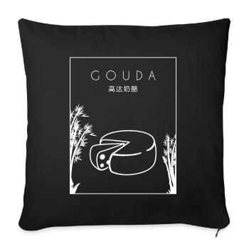 Gouda chinois Hanzi Queso fromager - Housse de coussin décorative 45 x 45 cm - noir - Devant