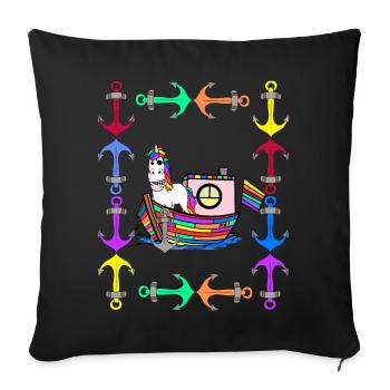 Licornes arc-en-ciel Drapeau arc-en-ciel LGBT - Housse de coussin décorative 45 x 45 cm - noir - Devant