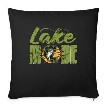 Bass Fishing Lake Mode Pêche à la mouche Bass Fisherman - Housse de coussin décorative 45 x 45 cm - noir - Devant
