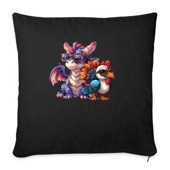 Dragon Thanksgiving Dabbing Turkey - Sofa pillowcase 17,3'' x 17,3'' (45 x 45 cm) - black - Front