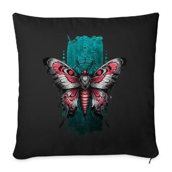 Papillon majestueux aux ailes de couleur rouge - Housse de coussin décorative 45 x 45 cm - noir - Devant