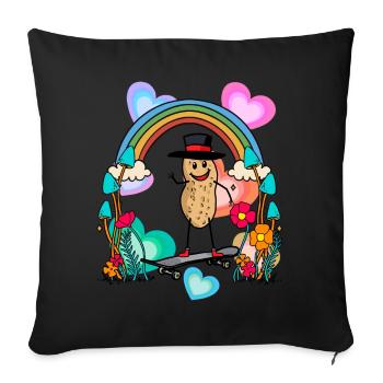 Erdnuss Erdnüsse Regenbogen Herzen Geburtstag - Sofakissenbezug 45 x 45 cm - Schwarz - Vorne