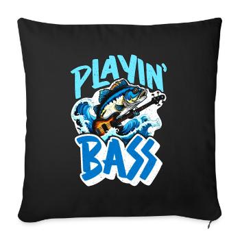 Pêche à l’achigan Jouer à l’achigan Amateur de pêche à l’achigan Pêcheur - Housse de coussin décorative 45 x 45 cm - noir - Devant