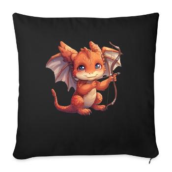 Cupidon Dragon amour de la Saint-Valentin - Housse de coussin décorative 45 x 45 cm - noir - Devant