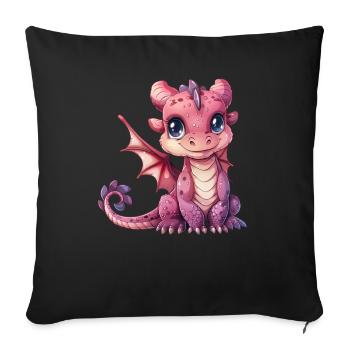 Pink Dragon Valentine's Day - Sofa pillowcase 17,3'' x 17,3'' (45 x 45 cm) - black - Front