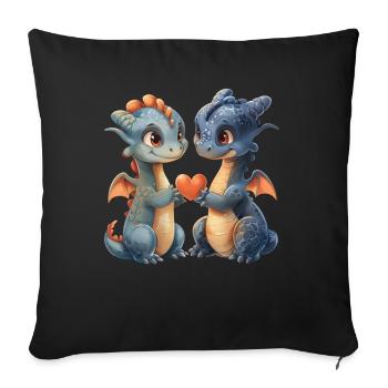 Dragon Love Valentine's Day Cute - Sofa pillowcase 17,3'' x 17,3'' (45 x 45 cm) - black - Front