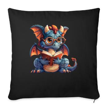 Livre de lecture cerf-volant pour les enfants de l’école - Housse de coussin décorative 45 x 45 cm - noir - Devant