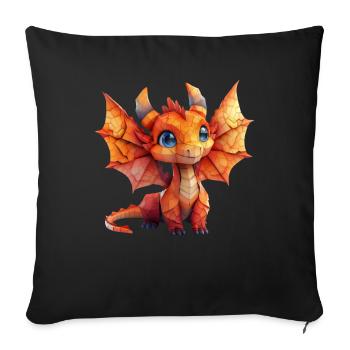 Origami Dragon Kawaii Dragon Enfants - Housse de coussin décorative 45 x 45 cm - noir - Devant