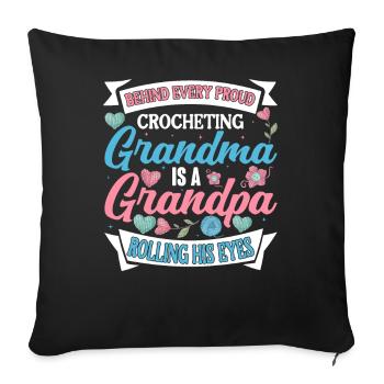 Crochet Crochet Yarn Grandma Grandpa - Sofa pillowcase 17,3'' x 17,3'' (45 x 45 cm) - black - Front