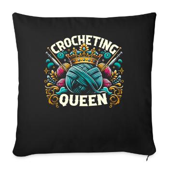 Crocheter Crochet Crocheting Queen Lady Girl - Sofakissenbezug 45 x 45 cm - Schwarz - Vorne