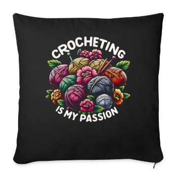Crochet Crochet Crochet Fil Tricot Citations - Housse de coussin décorative 45 x 45 cm - noir - Devant