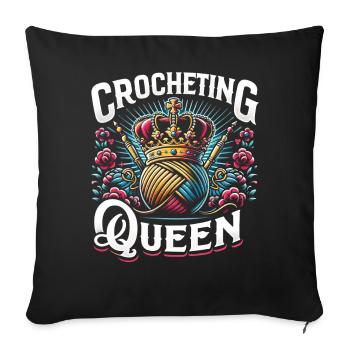 Crocheter Crochet Crocheting Queen Lady Girl - Sofakissenbezug 45 x 45 cm - Schwarz - Vorne