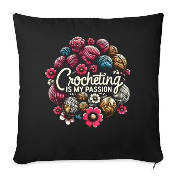 Crochet Crochet Crochet Fil Tricot Citations - Housse de coussin décorative 45 x 45 cm - noir - Devant