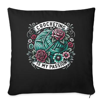 Crochet Crochet Crochet Fil Tricot Citations - Housse de coussin décorative 45 x 45 cm - noir - Devant