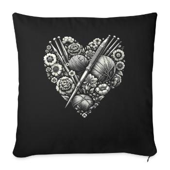 Häkeln Crochet Crocheter Yarn Cool Heart - Sofa pillowcase 17,3'' x 17,3'' (45 x 45 cm) - black - Front