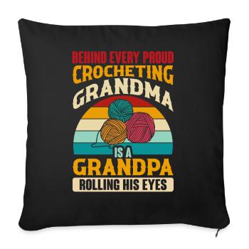 Crochet Crochet Yarn Grandma Grandpa - Sofa pillowcase 17,3'' x 17,3'' (45 x 45 cm) - black - Front