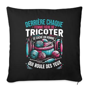Crochet Crochet Crochet Fil Tricot Citations - Housse de coussin décorative 45 x 45 cm - noir - Devant